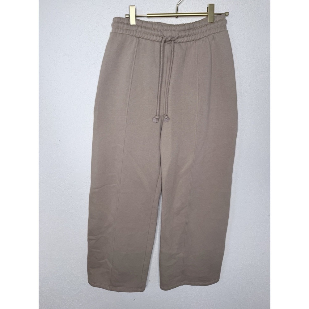Zara Wide Leg Fleece Sweet Pants Womans M Neutral Soft Thick Lounge Minimalist - Picture 2 of 10